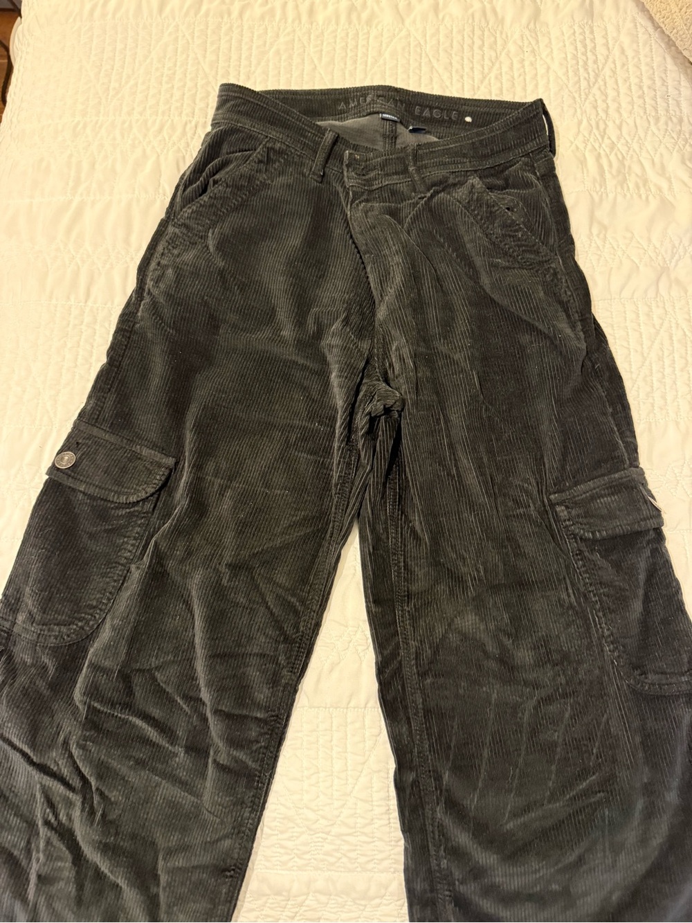 American Eagle Outfitters Black Corduroy Cargo Pants